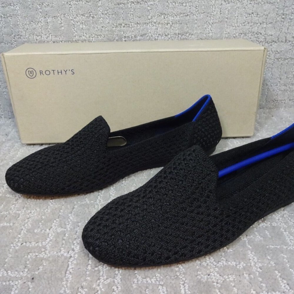 ROTHYS The Flat Black Honeycomb Round Toe Slip on Shoes Women's Size 7, 7.5, 9 - Picture 5 of 8